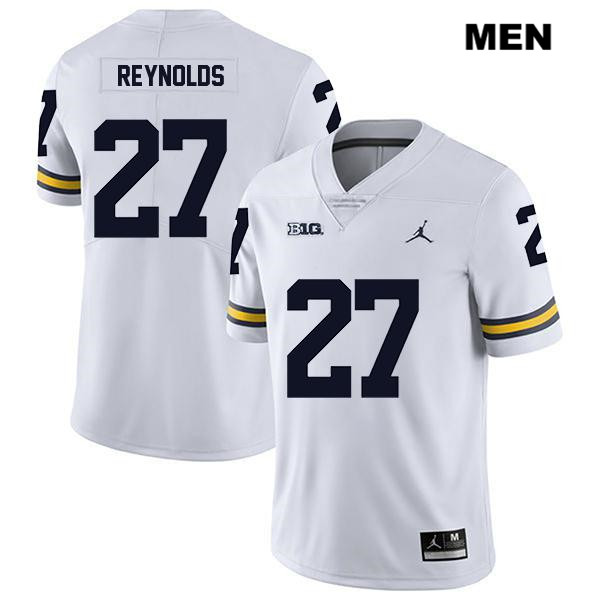 Men's NCAA Michigan Wolverines Hunter Reynolds #27 White Jordan Brand Authentic Stitched Legend Football College Jersey EW25P26HW
